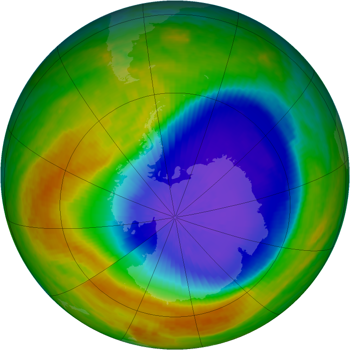 Antarctic ozone map for 19 October 2003
